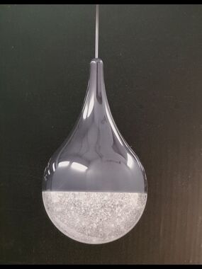 Contemporary Silver Metallic Teardrop Crystal Ceiling Pendant Light NIB